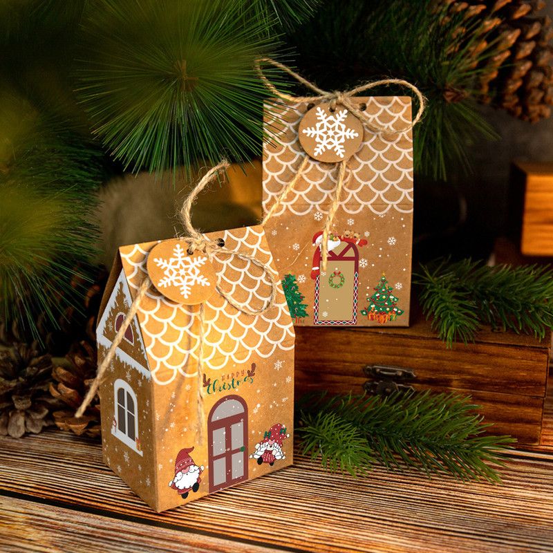 Vintage Christmas House Treat Boxes, 3 Designs Gingerbread House Paper Boxes 24 Pcs Set