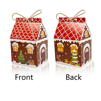 Colorful Gingerbread House Christmas Boxes, 4 Designs Candy Cookie Paper Boxes 24 Pcs Set