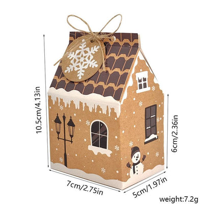 Plain Kraft Christmas House Gift Boxes, 4 Designs Gingerbread House Treat Boxes 24 Pcs Set