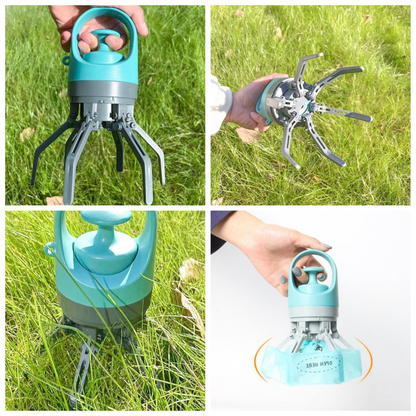 Orange - 6-Claw Portable Pet Poop Picker, Outdoor Pet Poop Pick-Up Tool, Plus a Free Roll of Trash Bags