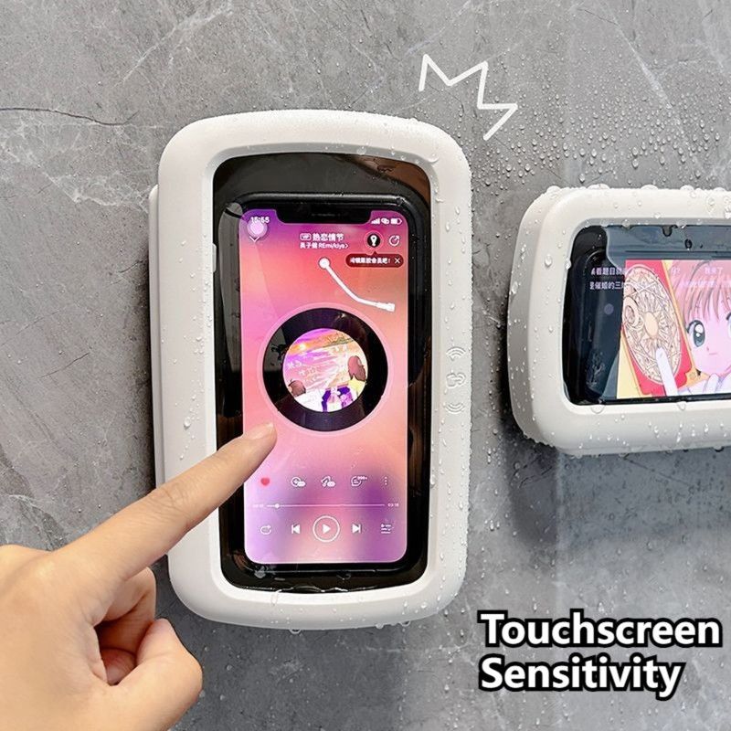 Rotatable Wall‑Mount Waterproof Phone Case for Bathroom, Touchable Shower Phone Holder for Watching Videos