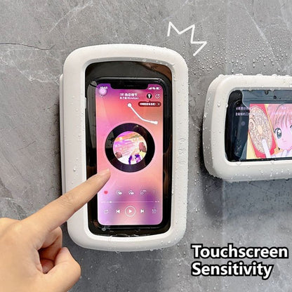 Rotatable Wall‑Mount Waterproof Phone Case for Bathroom, Touchable Shower Phone Holder for Watching Videos