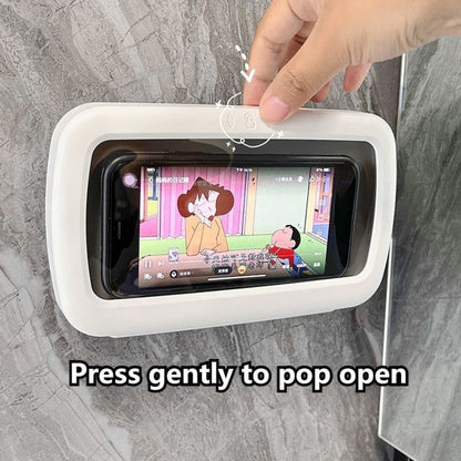 Rotatable Wall‑Mount Waterproof Phone Case for Bathroom, Touchable Shower Phone Holder for Watching Videos