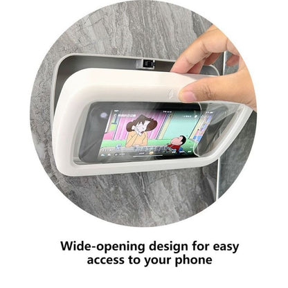Rotatable Wall‑Mount Waterproof Phone Case for Bathroom, Touchable Shower Phone Holder for Watching Videos