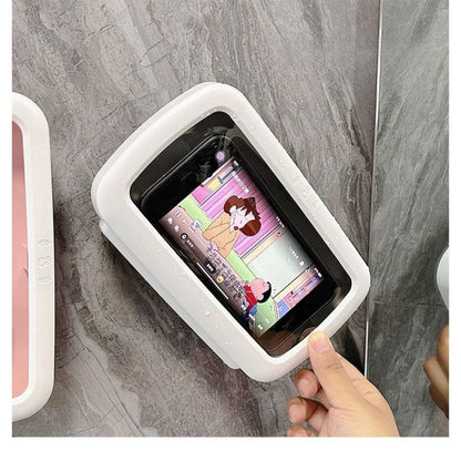 Rotatable Wall‑Mount Waterproof Phone Case for Bathroom, Touchable Shower Phone Holder for Watching Videos