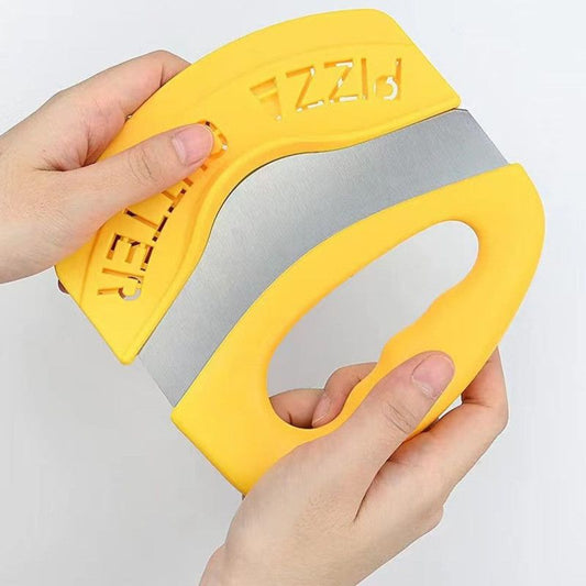 Stainless Steel Pizza Cutter with Protective Cover, Multi-purpose Dough Slicer—Yellow