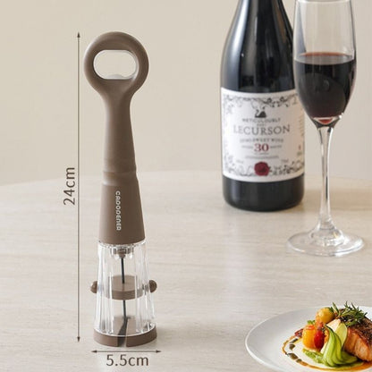 Air Pressure Wine Opener, 2-in-1 Portable Wine & Beer Bottle Opener for Home Use—Brown