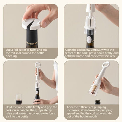 Air Pressure Wine Opener, 2-in-1 Portable Wine & Beer Bottle Opener for Home Use—Brown