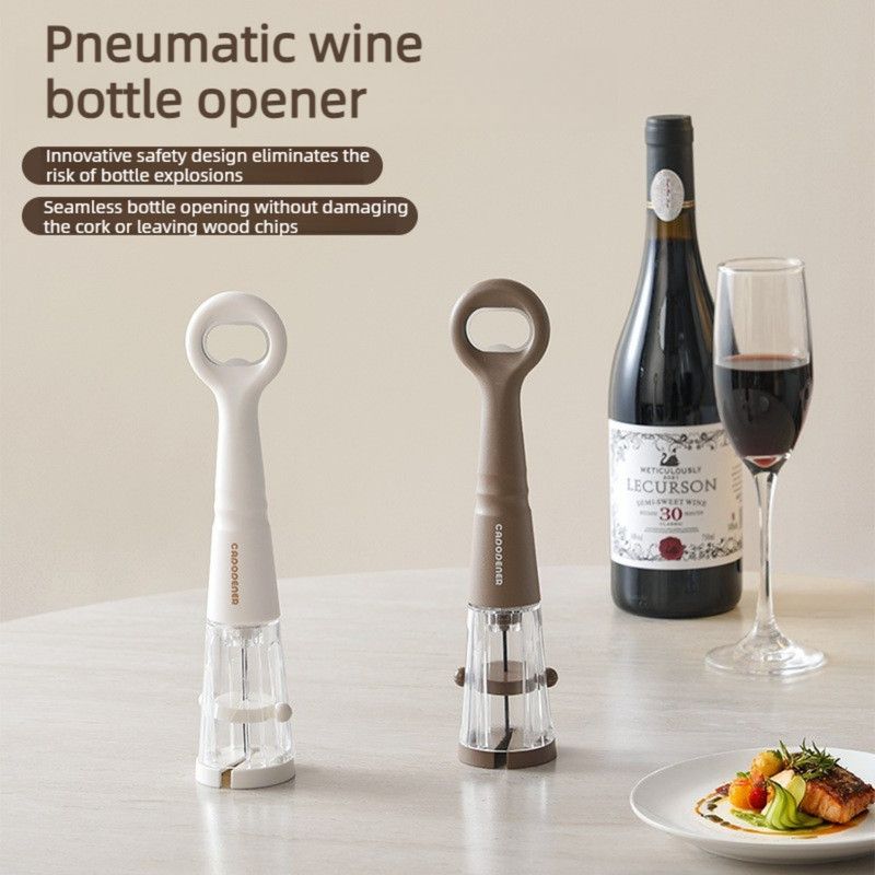 Air Pressure Wine Opener, 2-in-1 Portable Wine & Beer Bottle Opener for Home Use—White