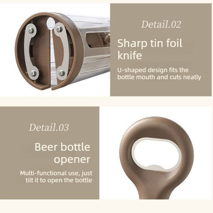 Air Pressure Wine Opener, 2-in-1 Portable Wine & Beer Bottle Opener for Home Use—White