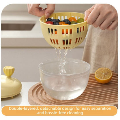 Hand-Crank Fruit & Vegetable Spinner, Manual Salad Dryer, Kitchen Washing and Draining Basket—Gray