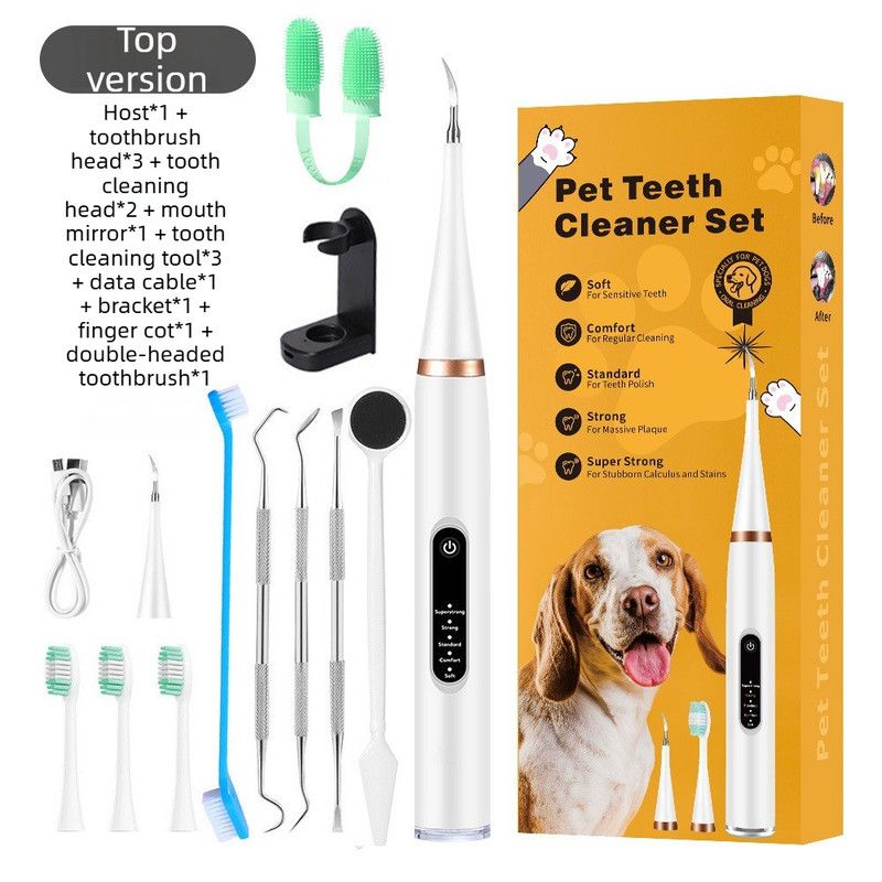 Ultrasonic Dog & Cat Dental Cleaner Kit – Electric Toothbrush for Tartar & Plaque Removal-white
