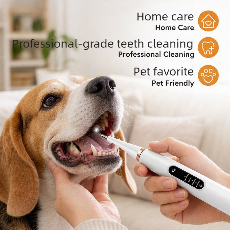 Ultrasonic Dog & Cat Dental Cleaner Kit – Electric Toothbrush for Tartar & Plaque Removal-white