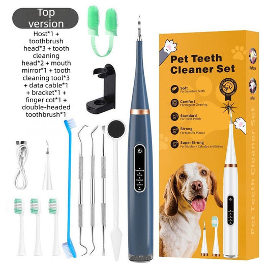 Ultrasonic Dog & Cat Dental Cleaner Kit – Electric Toothbrush for Tartar & Plaque Removal-blue