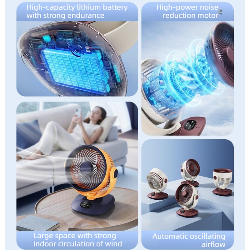 Desktop Oscillating Fan-Orange-Blue