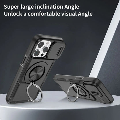 Red Warrior 2-in-1 Magnetic Sliding Lens Case black for iPhone 15 Pro Max