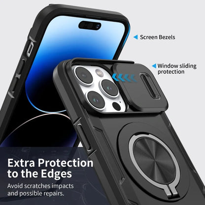 Red Warrior 2-in-1 Magnetic Sliding Lens Case black for iPhone 15 Pro Max