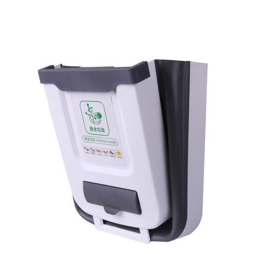 Collapsible Trash Can Household Hanging Folding Waste Bin for Living Room Kitchen BedroomGray M (8L)