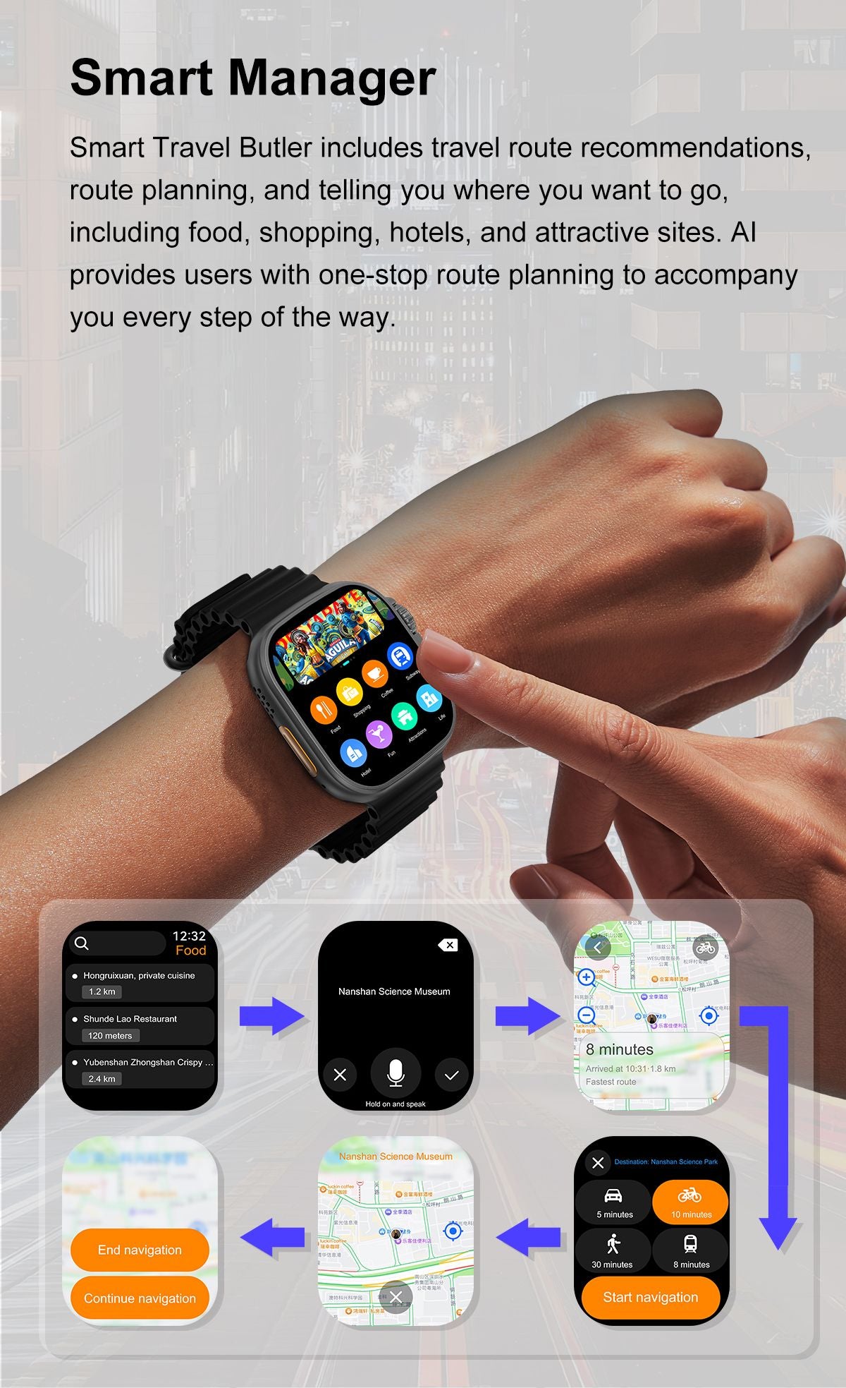 DT Ultra 4 Smart Watch Full Touch Screen Fitness Tracker for Men Women，black