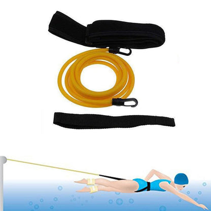 Elastic Swimming Training Band Set Adjustable Pool Swim Training Tether Swim Resistance Band Training Belt Blue
