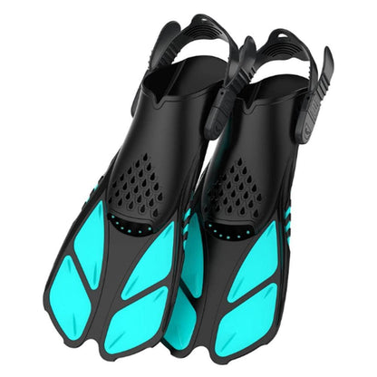 Pair of Snorkel Fins Diving Swim Fins Adjustable Open Heel Swimming Barefoot Flippers Cyan - S