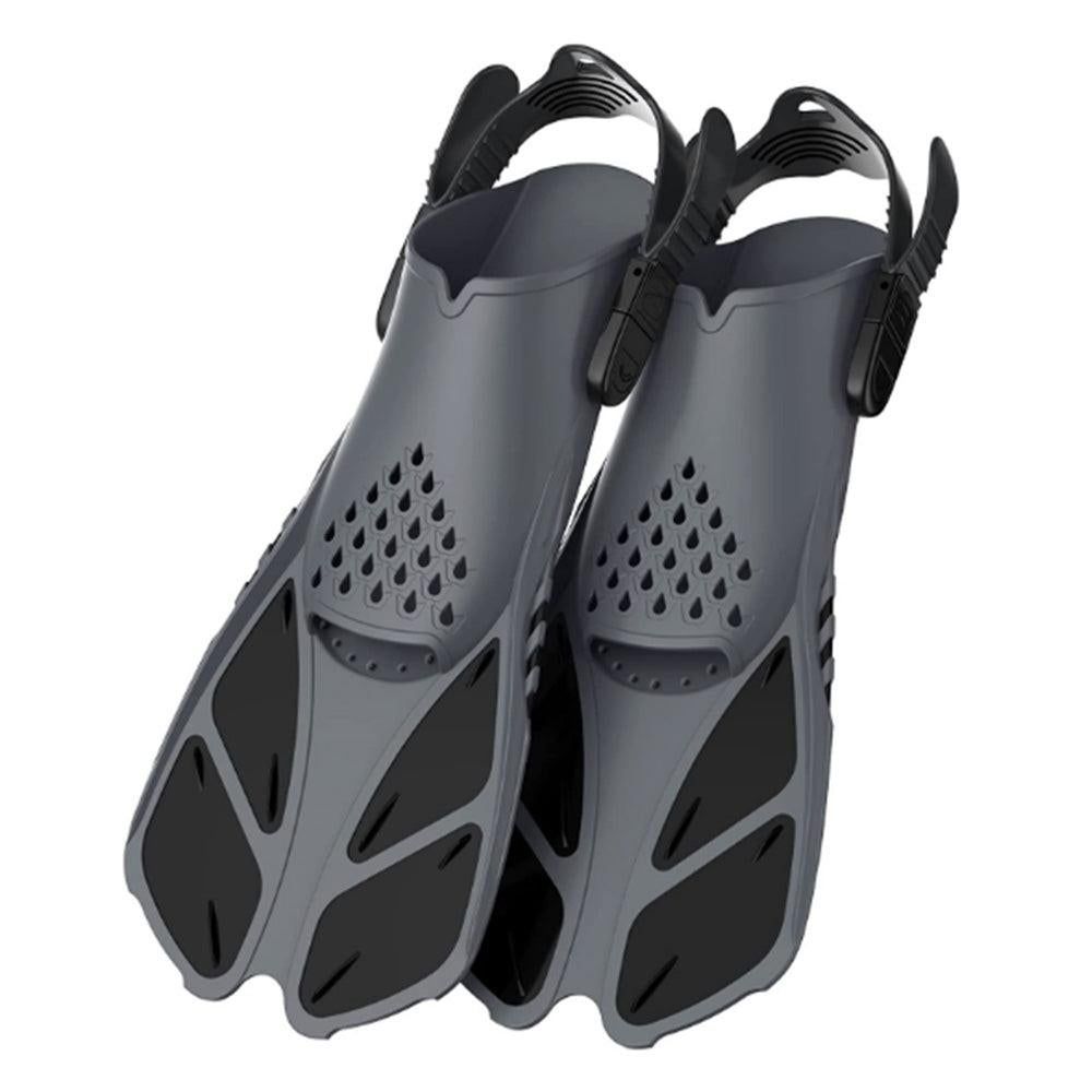 Pair of Snorkel Fins Diving Swim Fins Adjustable Open Heel Swimming Barefoot Flippers Cyan - S