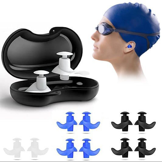 6-Pairs Reusable Silicone Ear Plugs - Waterproof for Swim Surf Shower & Water Sports - Adults