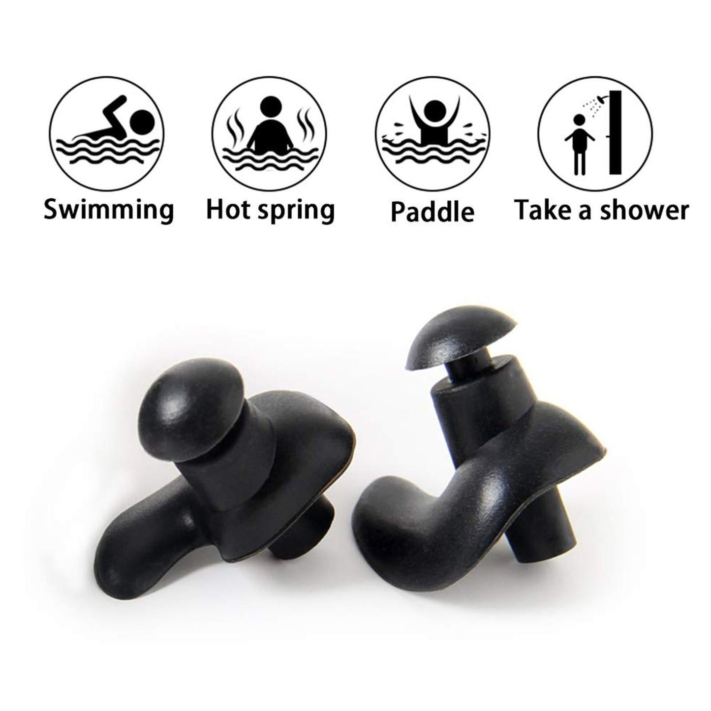 6-Pairs Reusable Silicone Ear Plugs - Waterproof for Swim Surf Shower & Water Sports - Adults