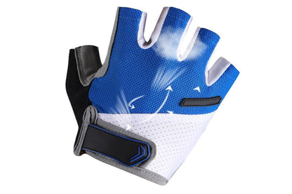 1 Pair Cycling Half Finger Bike Gloves With Anti Slip Pad For Unisex - Blue & XL