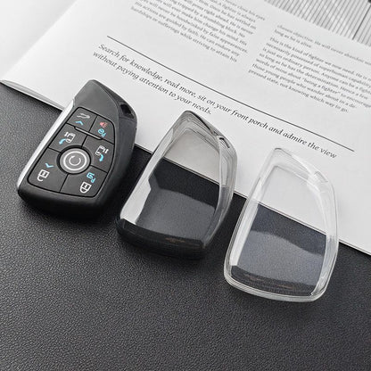 TPU Transparent Key Cover for Buick Envision Plus S G type-transparent black [single key cover]