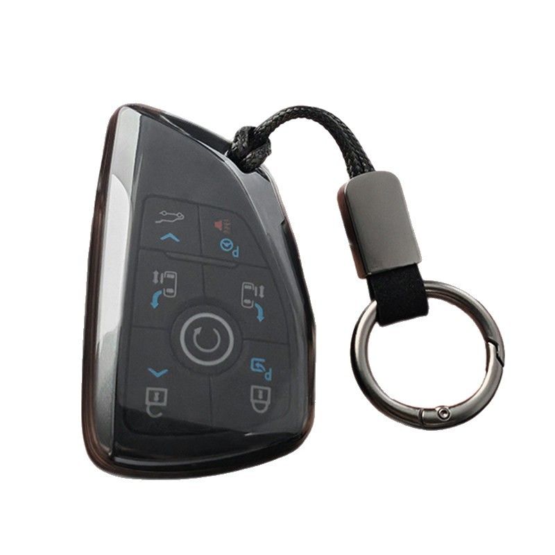 TPU Transparent Key Cover for Buick Envision Plus S G type-transparent black [single key cover]