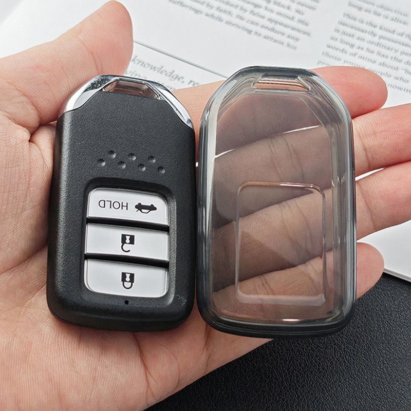 Honda Car Key Cover TPU Transparent Black Type a-transparent black [single key cover]