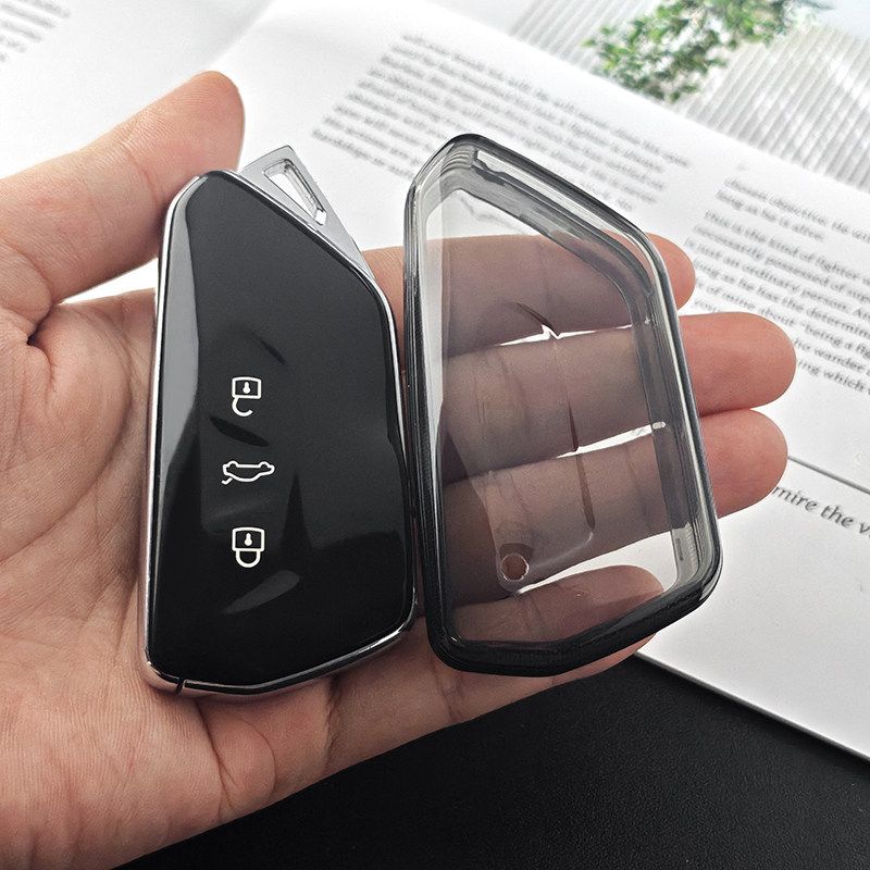 Volkswagen Tiguan L Key Cover 2024 2026 TPU Transparent Type d - transparent black [single key cover]