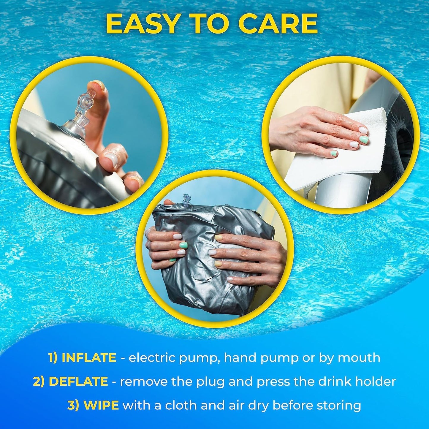 Drink Floaties, Floating Drink Holder for Pool Swimming Pool Accessories Pool Drink Floats Tray inflation