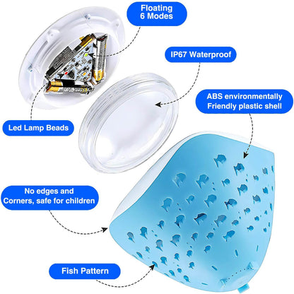 Swimming Floating Pool Lights-Fish Pattern, Color Changing Lights That Float for Pool, Hot Tub and Bath Toys  1 Pack