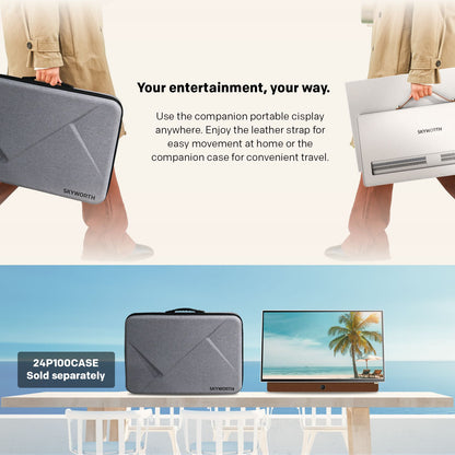 SKYWORTH 24-Inch 12V Portable TV,3-Hour Battery,1080P FHD,Wide Viewing Angle,Smart Google TV, HDR10, Dolby Audio, LED, Bluetooth, Chromecast and Google Assistant