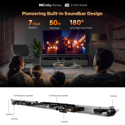 SKYWORTH 55" MagicSound Google TV, 144Hz UHD QLED+, 2.1.2 Sound, Built-in Subwoofer, Dolby Vision+Atmos, Eyecare TV, Find-my remote, Q7700G