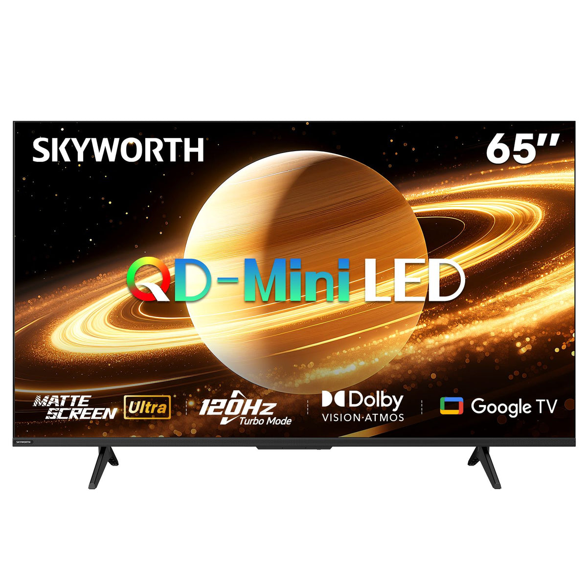 SKYWORTH 65X6600H QD-Mini LED 4K Smart TV, Matte Anti-Glare Display, 120Hz Turbo Mode, AI 4K Upscaling, AI Color Enhancement，Google TV, Dolby Atmos+Dolby Vision, 30W Speakers，HDMI2.1