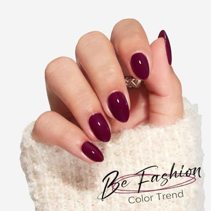 Press-On Nails Kit: Oval Shaped False Nails For DIY Manicure, Self Nail Art At Home, Quick Salon Results (Wine Red)