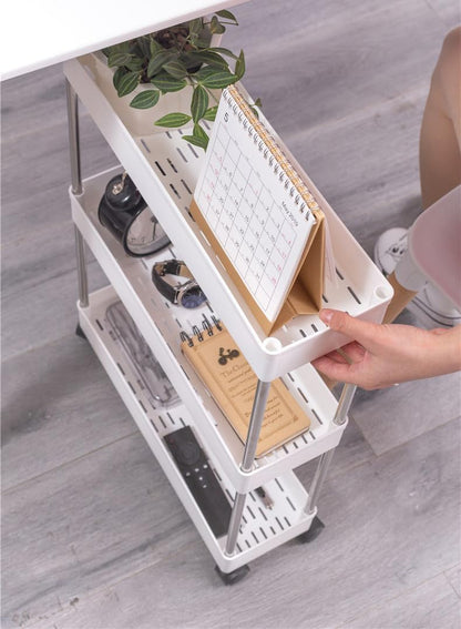 CARLA HOME Slim Storage Cart Organizer Trolley with Wheels for Kitchen, Bathroom, Laundry & Narrow Spaces (4 tier)