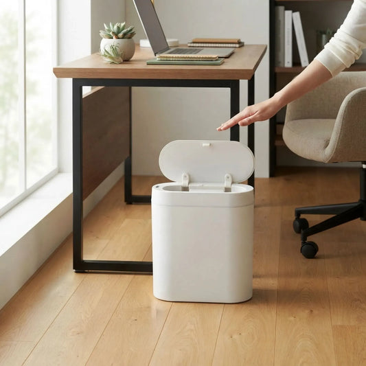 CARLA HOME 7L Automatic Trash Bin with Lid, Motion Sensor Garbage Can White