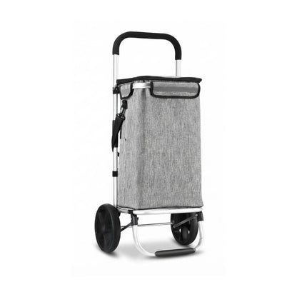CARLA HOME Foldable Shopping Trolley, Aluminium Cart, 45L, Waterproof, Grey