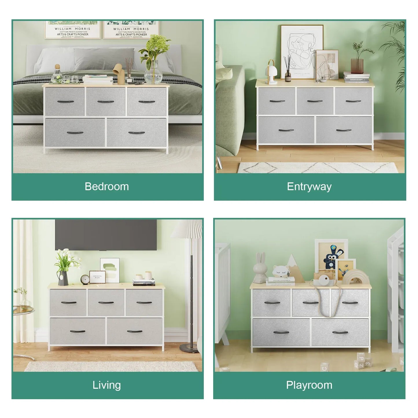 Black Chest of 5 Drawers Storage Cabinet Dresser Unit for Living Room or Bedroom