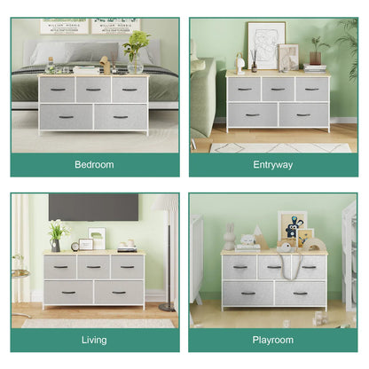 Black Chest of 5 Drawers Storage Cabinet Dresser Unit for Living Room or Bedroom