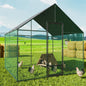 Heavy Duty Large Black Metal Walk-In Chicken Run Coop with Cover, 276x207x300cm