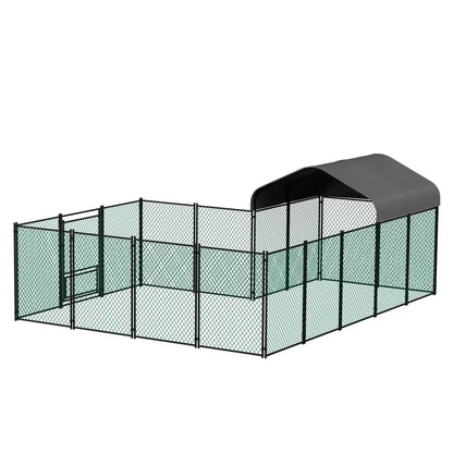 Chicken Run Coop 304.8 x 396.24 cm Covered Poultry Rabbit Hen Cage with Feeding Door