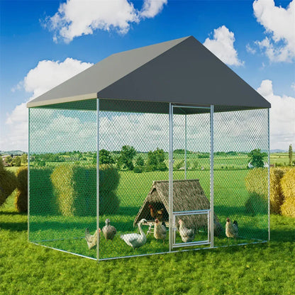 Extra Large Black Chicken Coop Cage Run Rabbit Hutch Walk-In Hen Enclosure 300x200x270cm