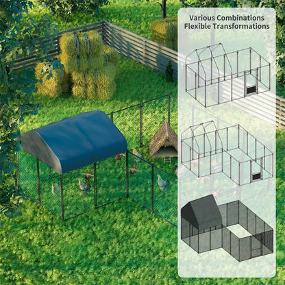 Extra Large Green Chicken Coop Cage Run Rabbit Hutch Walk In Hen Enclosure 300x400x270cm