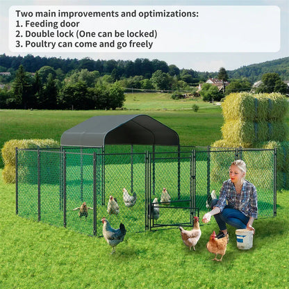 Extra Large Green Chicken Coop Cage Run Rabbit Hutch Walk In Hen Enclosure 300x400x270cm