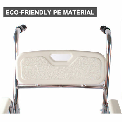 Aluminum Bedside Commode Chair 200kg Mobile Shower Toilet Wheelchair